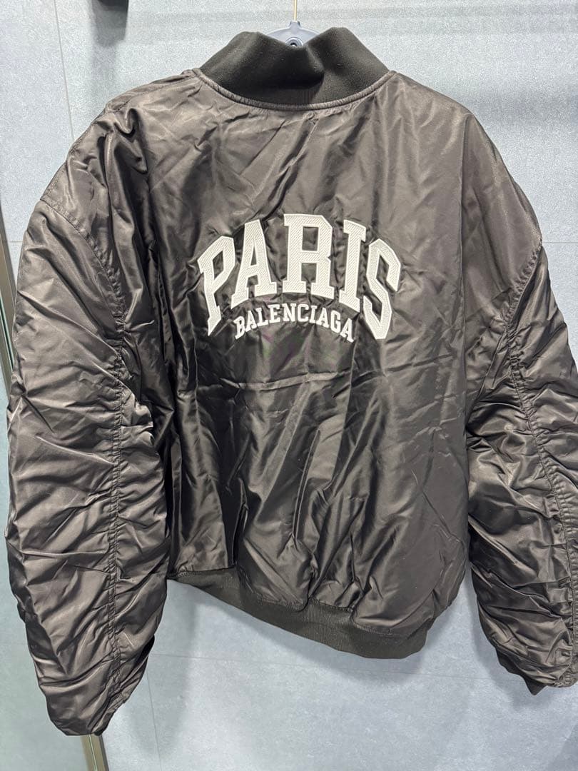 BALENCIAGA PARIS ブルゾン ボンバージャケット 黒 刺繍ロゴ S