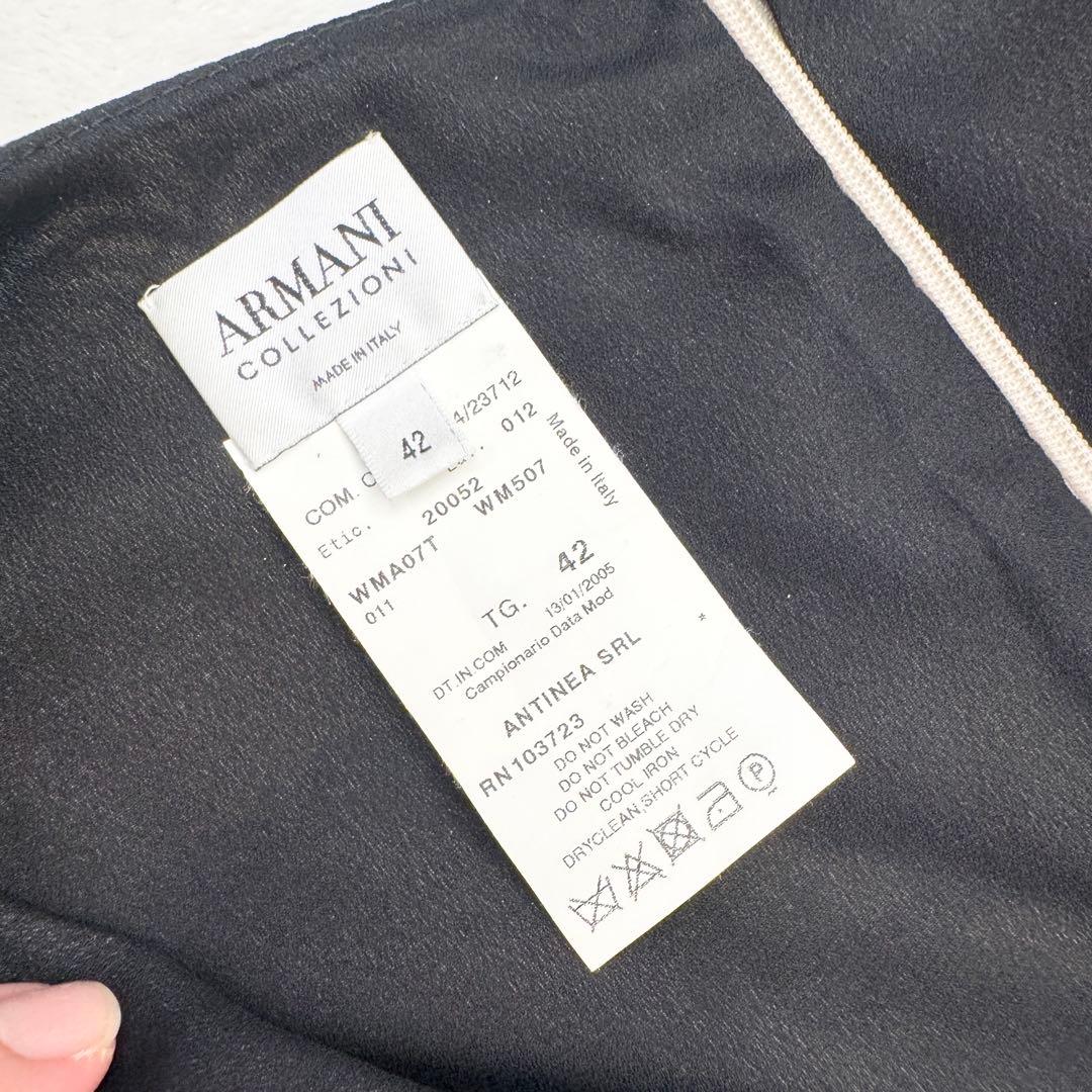 美品 アルマーニコレツィオーニ シルク 100% 総柄 ワンピース 42 ドレス