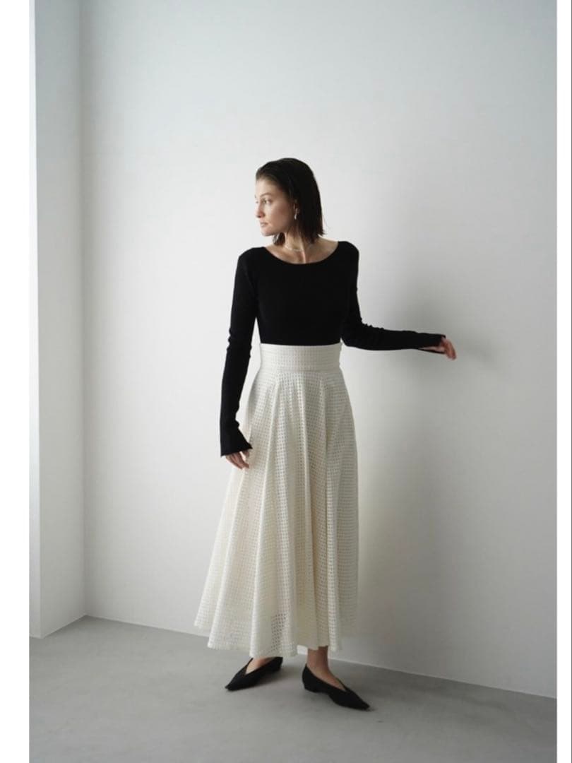 美品CLANEクラネDOT MESH SKIRTドットメッシュスカートS