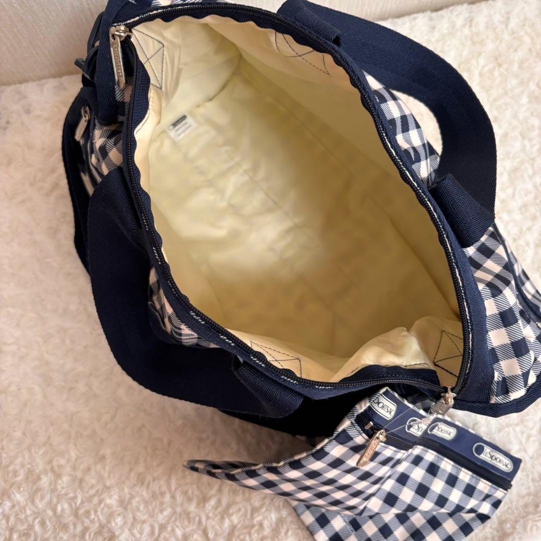 未使用❤️LESPORTSAC レスポートサック　ボストンバッグ　チェック柄　紺色