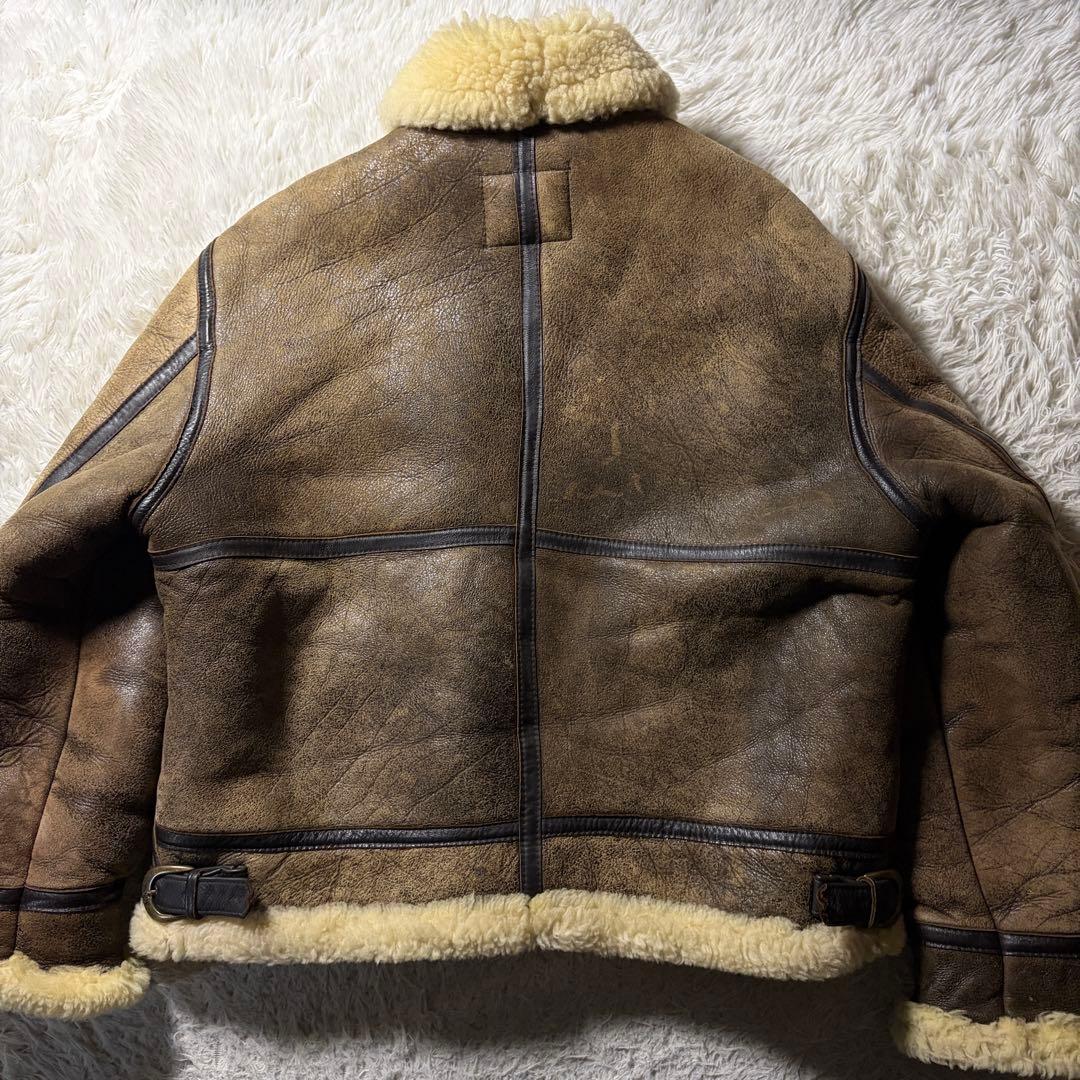 美品/希少■schott B-3 フライトジャケット　ムートン　ロゴ金具　44