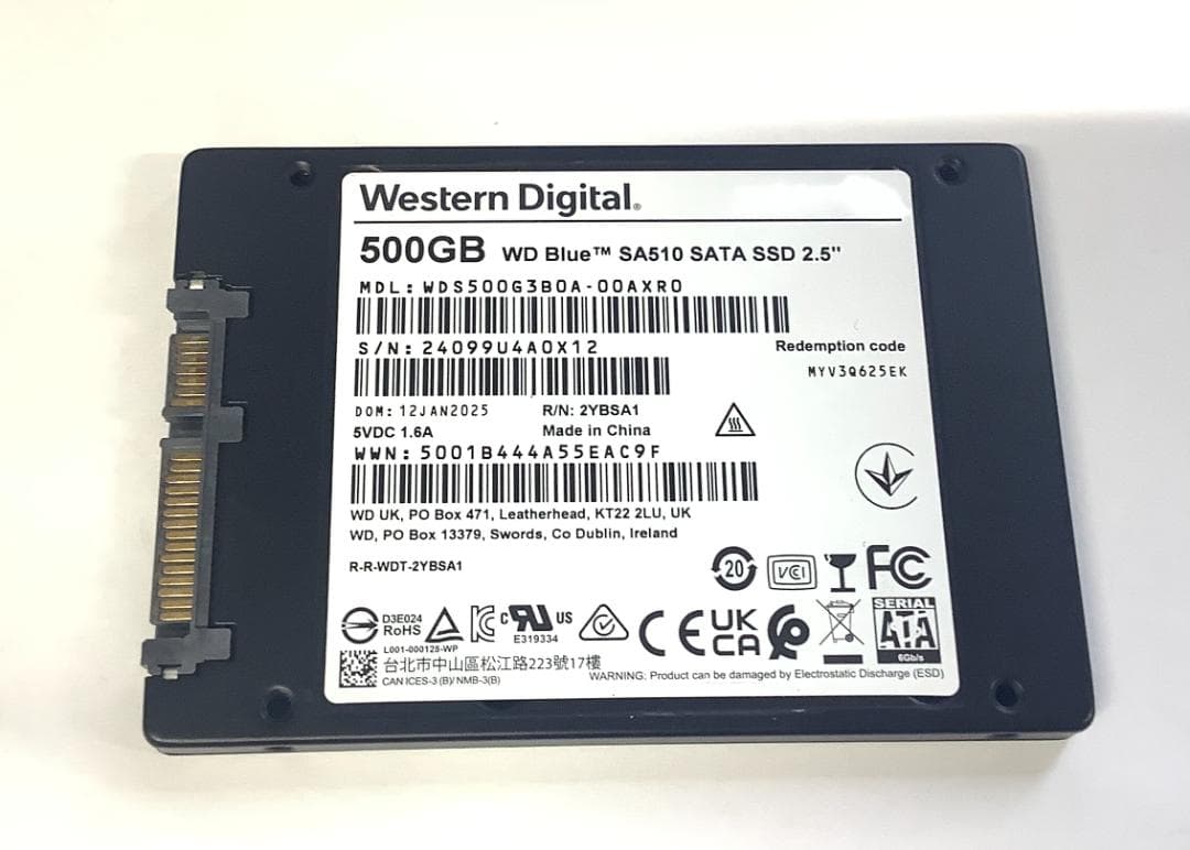 ②-WA620-WD BLUE SATA 500GB SSD 2.5 1点