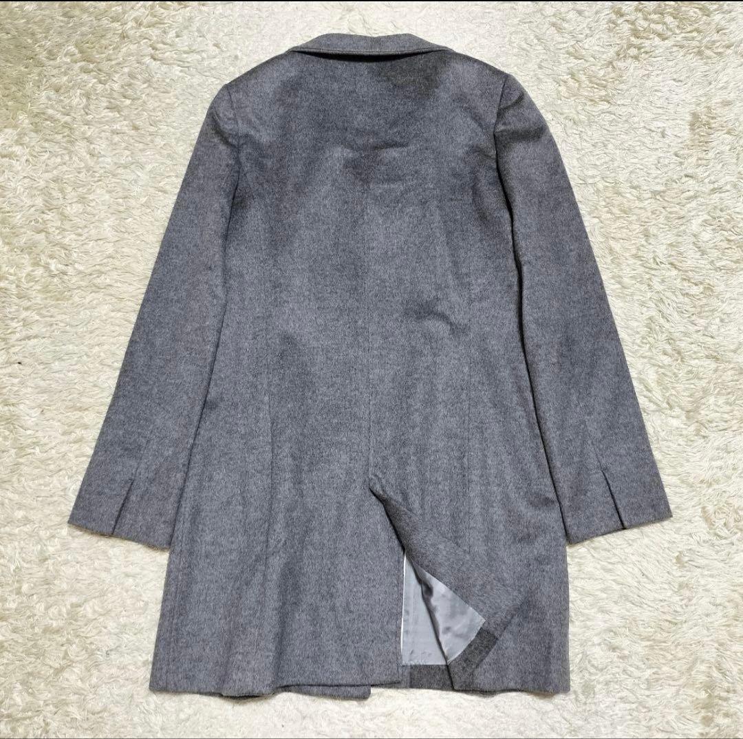 【美品】23区 スタンドカラーコート カシミヤ100% グレー 比翼 38