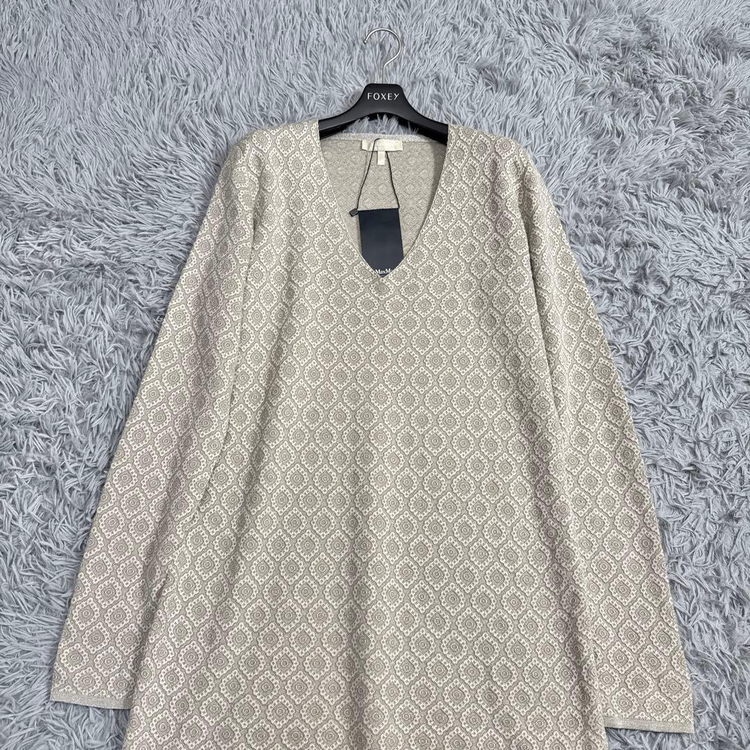 新品✨マックスマーラ カシミヤシルクニットワンピース ジャカード 総柄 XL