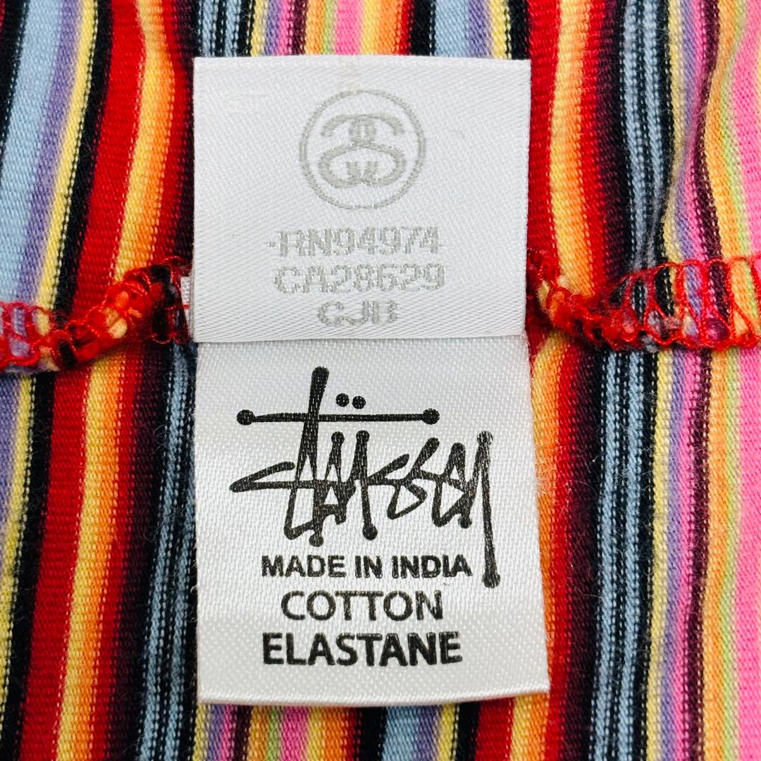 激レア 美品 ステューシー マルチボーダー キャミソール タンクトップ ロゴ