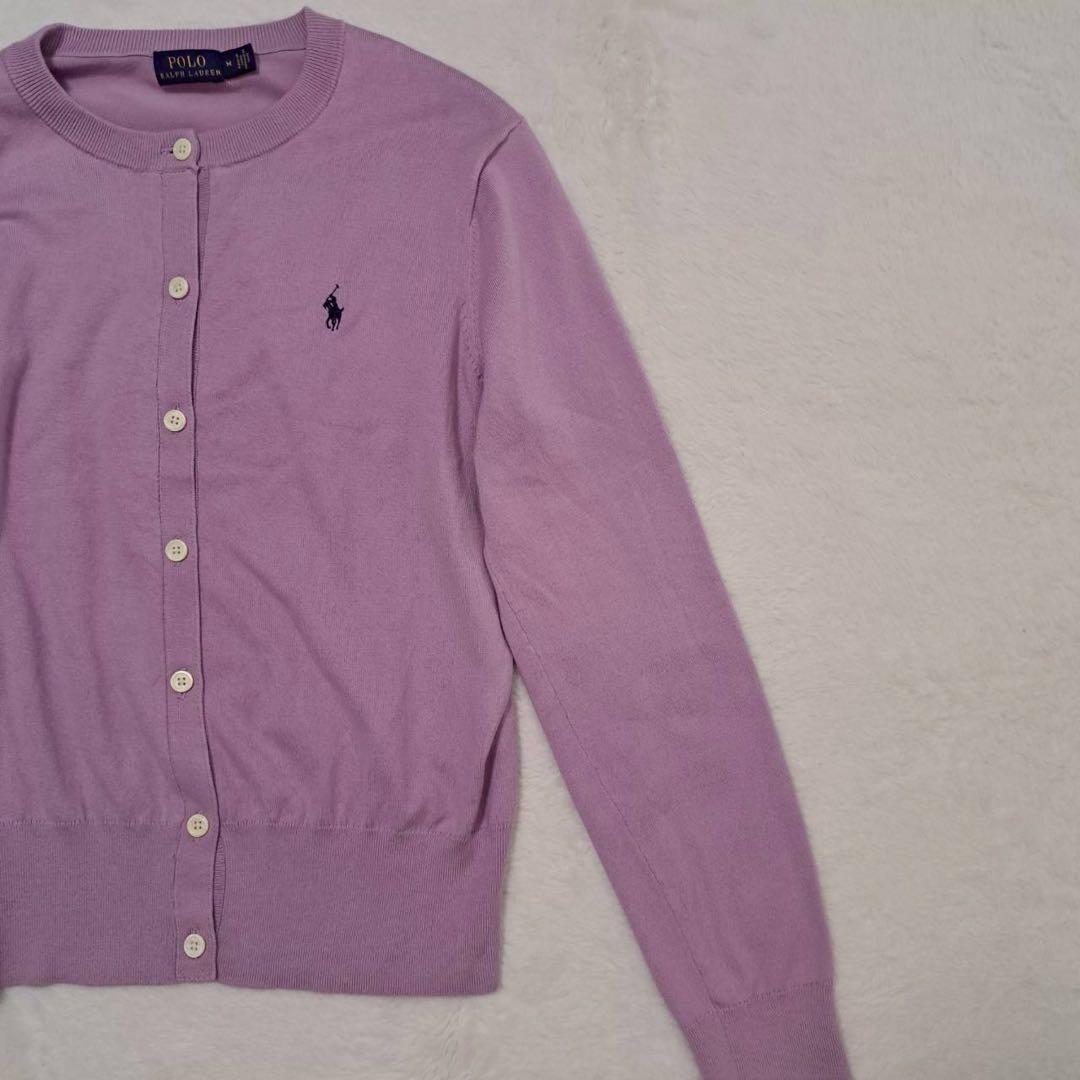【POLO】カーディガンM ピンク ポニー刺繍定番きれいめ人気 羽織　万能