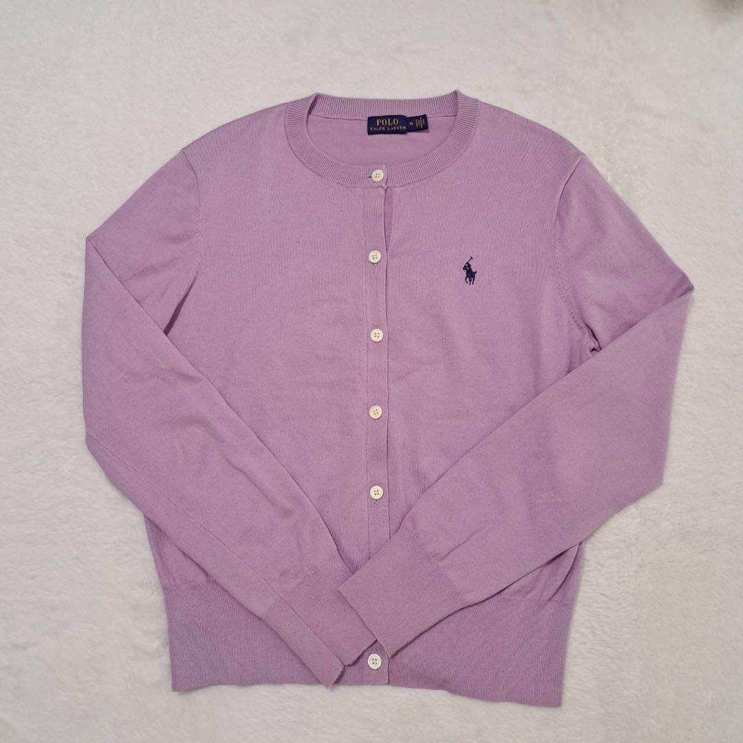 【POLO】カーディガンM ピンク ポニー刺繍定番きれいめ人気 羽織　万能