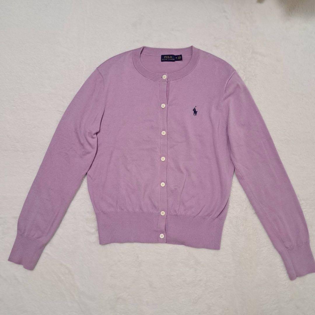 【POLO】カーディガンM ピンク ポニー刺繍定番きれいめ人気 羽織　万能
