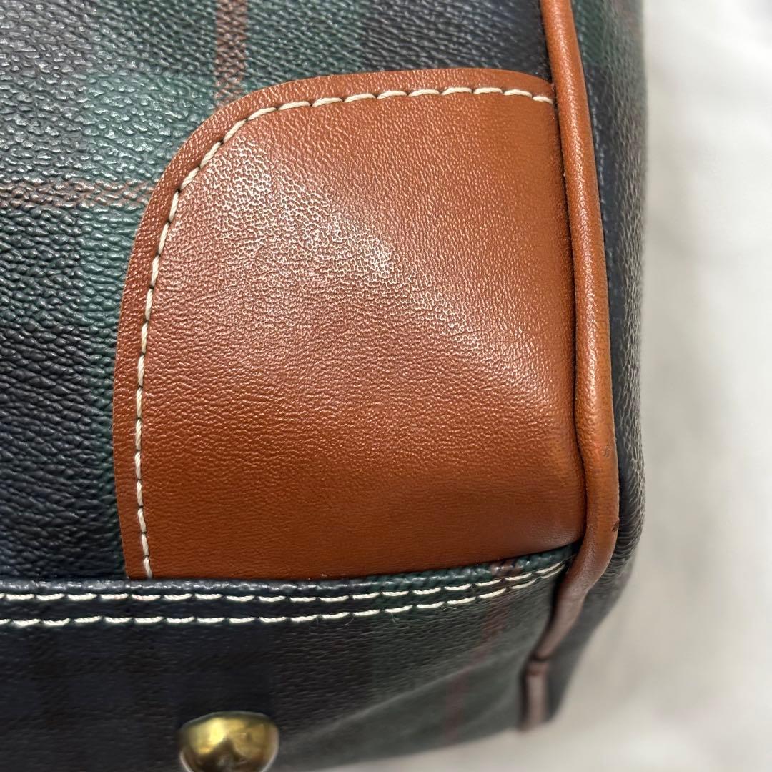 美品 ポロ マレット Polo mallet ボストンバッグ チェック グリーン