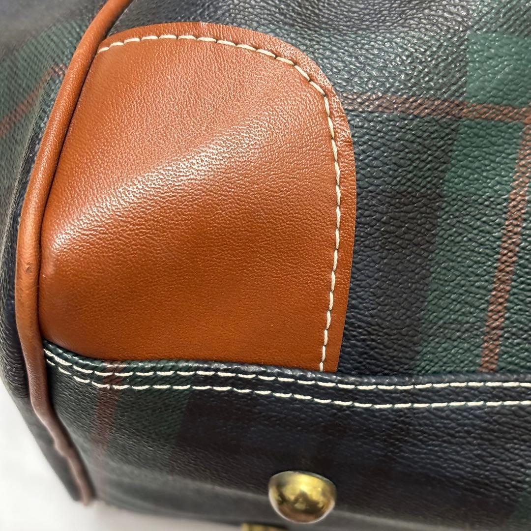 美品 ポロ マレット Polo mallet ボストンバッグ チェック グリーン