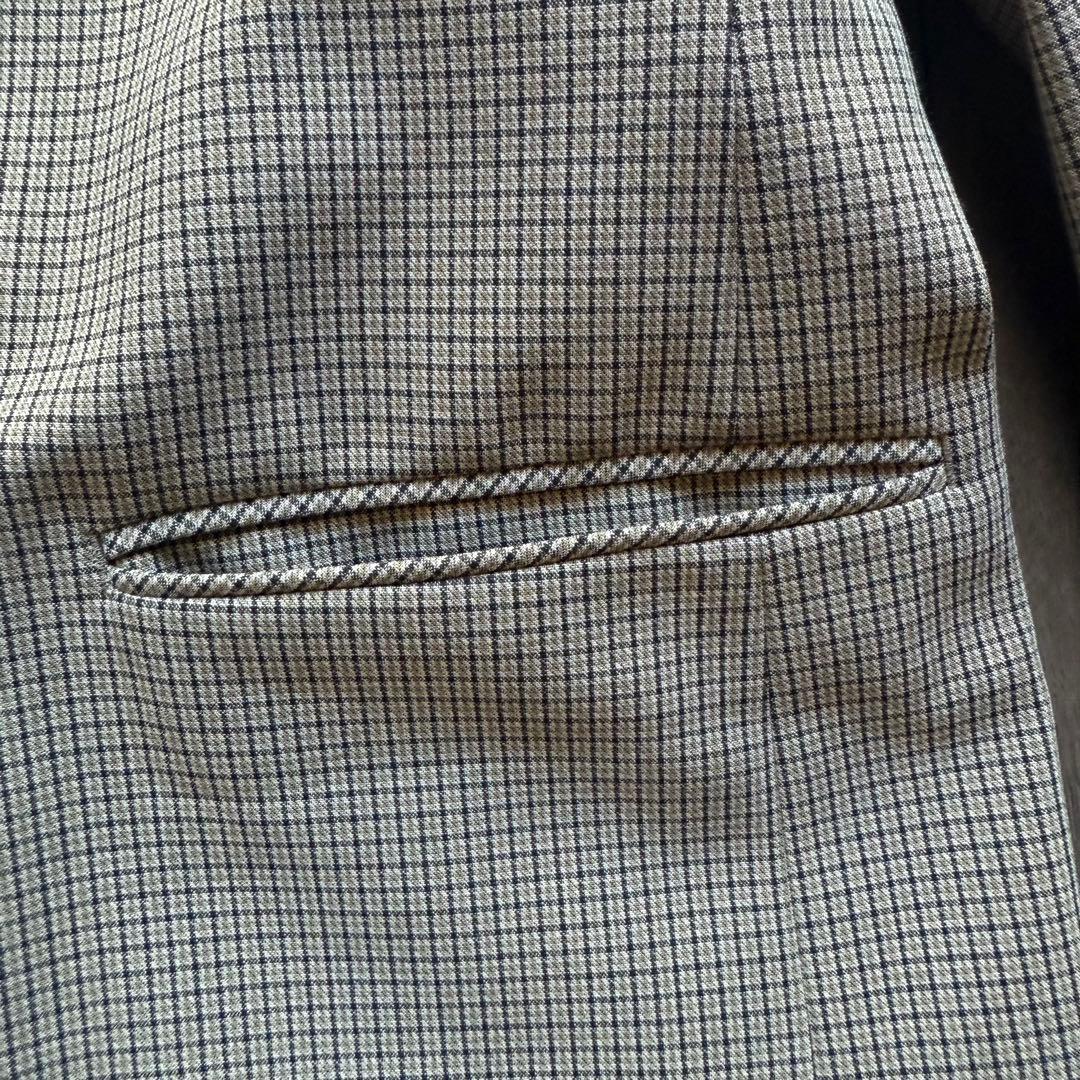 【美品】ユニクロUNIQLOダブルジャケット チェック柄 ブラウン Lサイズ