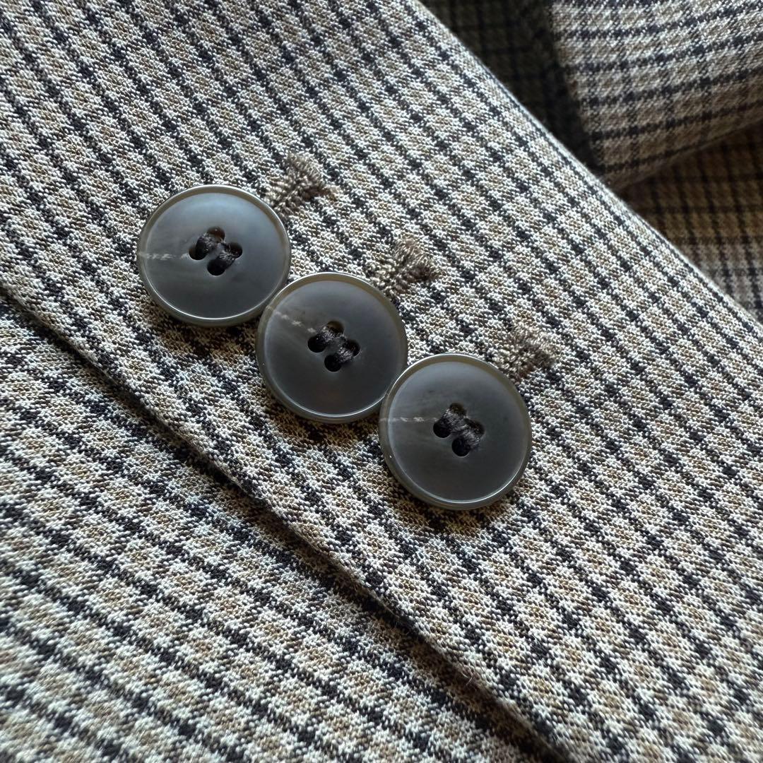 【美品】ユニクロUNIQLOダブルジャケット チェック柄 ブラウン Lサイズ