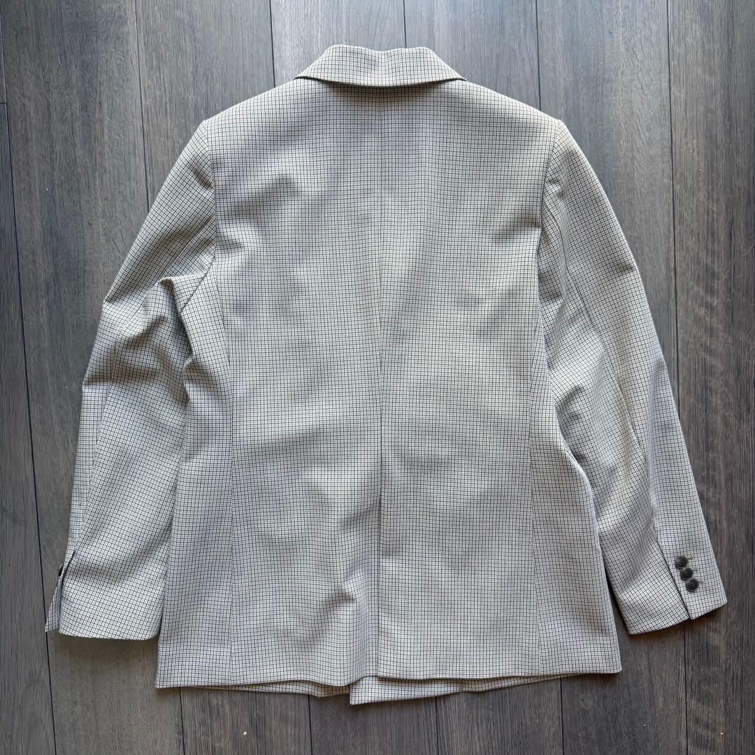 【美品】ユニクロUNIQLOダブルジャケット チェック柄 ブラウン Lサイズ