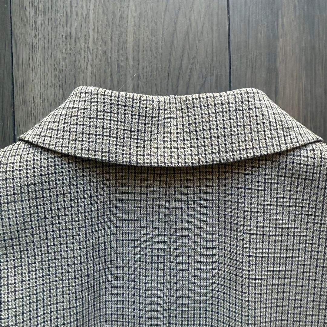 【美品】ユニクロUNIQLOダブルジャケット チェック柄 ブラウン Lサイズ