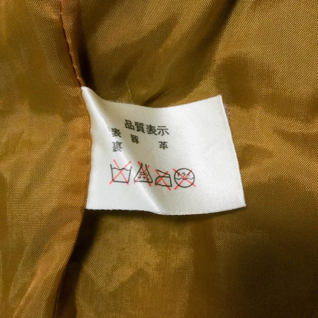 レザーベスト 異素材ミックス 豚革 布地 ジップアップ ワーク M 黒 古着