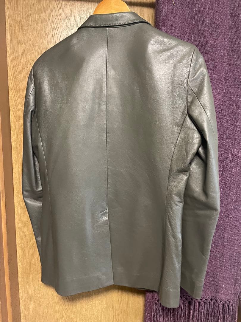 Paul Smithレザー テーラードジャケット 希少なオリーブ色