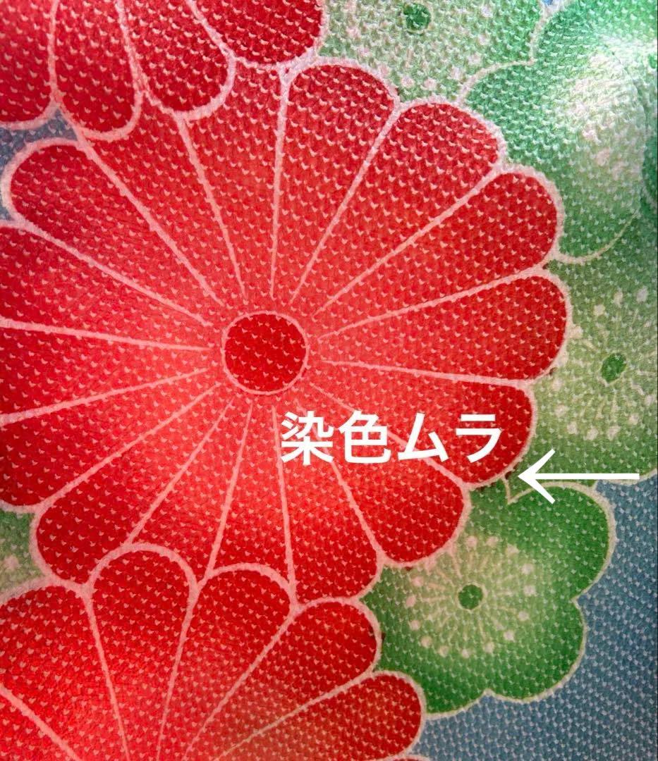 藤娘きぬたや　振袖　重ね襟付き　 水色　オレンジ　フラワー　可愛い花柄