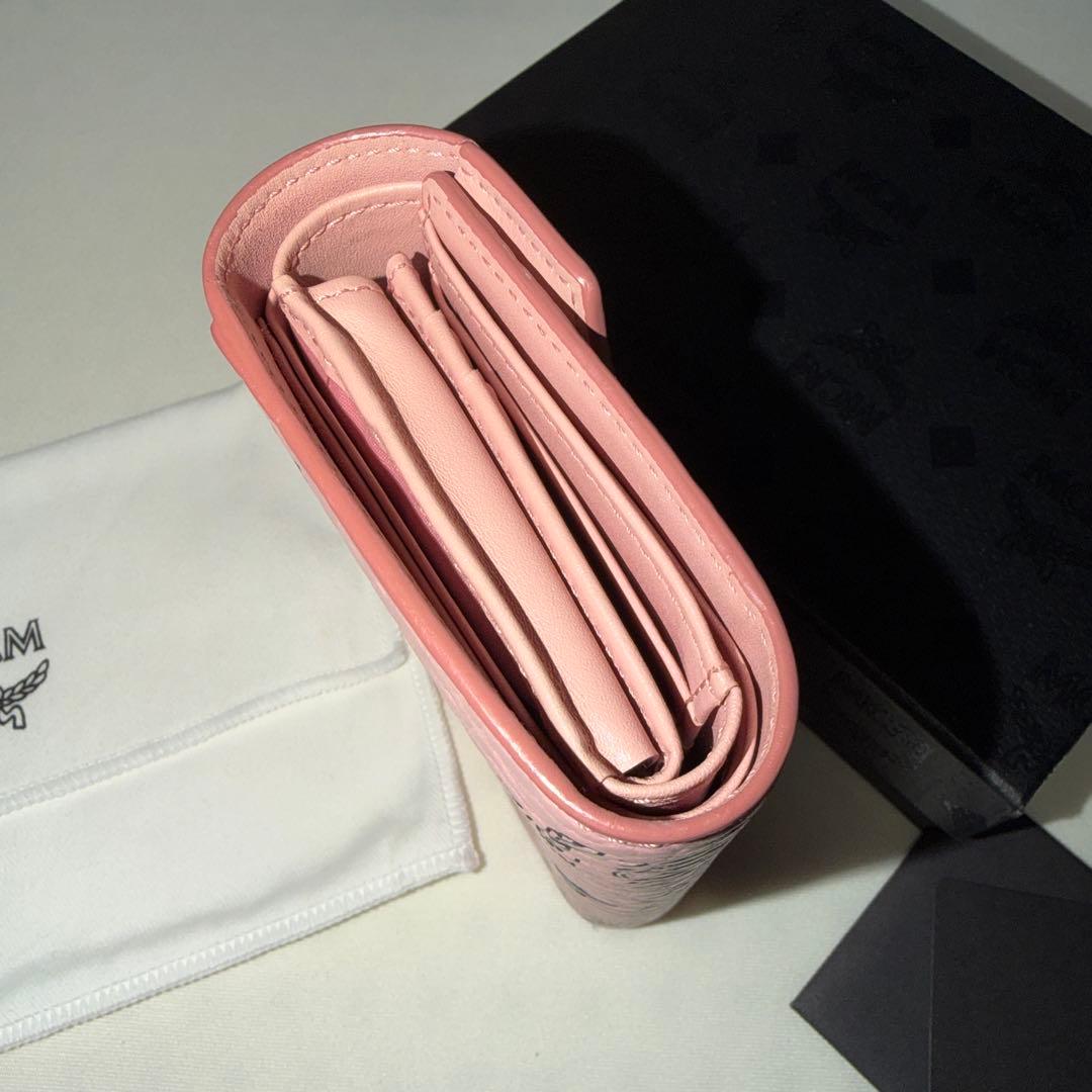 MCM 三つ折り財布　ピンク　箱付き