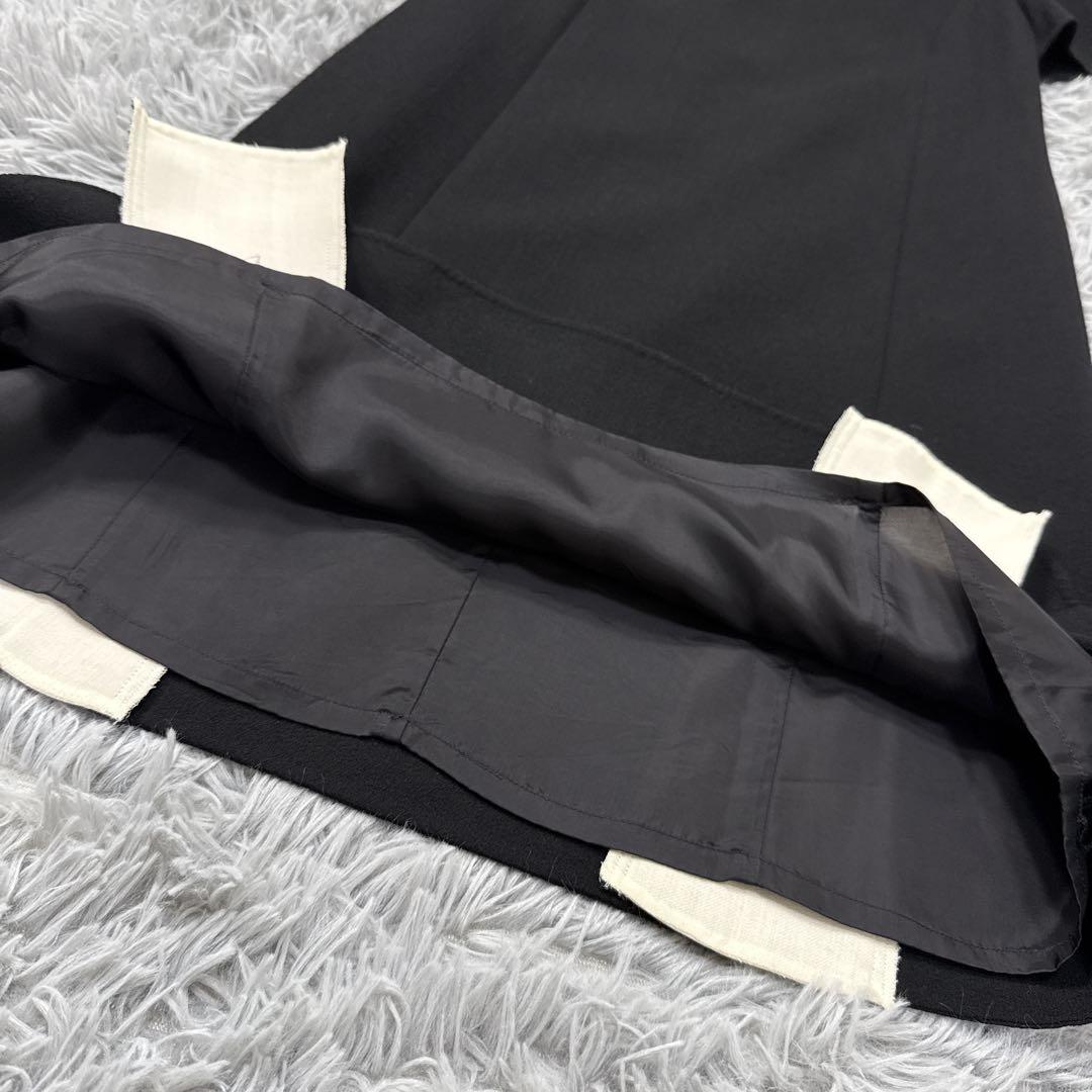 美品✨フォクシー 白襟ワンピース ハーフムーン ボックスプリーツ ブラック 38
