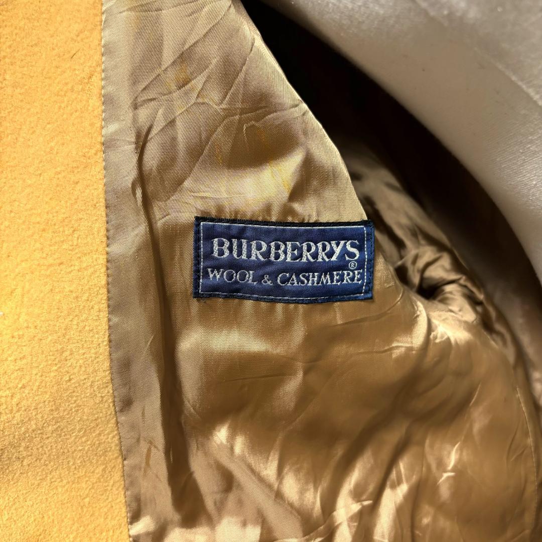 スペイン製Burberrysカシミヤ混ウールロングコートイエローヴィンテージ古着