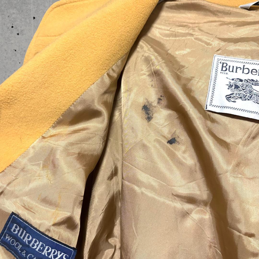 スペイン製Burberrysカシミヤ混ウールロングコートイエローヴィンテージ古着