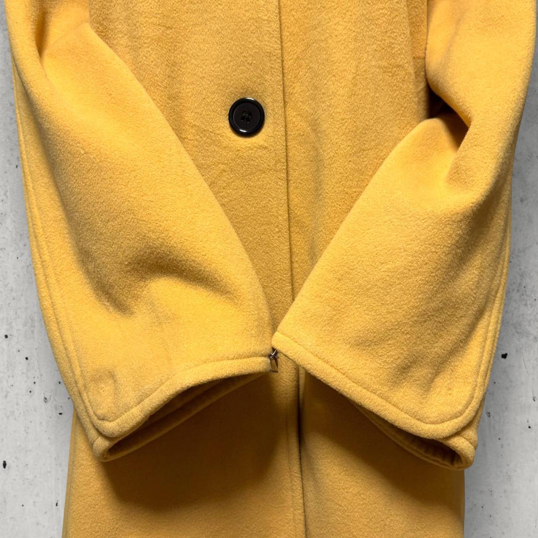 スペイン製Burberrysカシミヤ混ウールロングコートイエローヴィンテージ古着