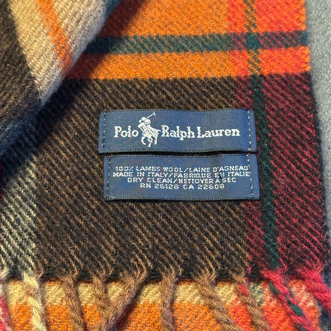 Polo Ralph Lauren ポニー刺繍　チェック柄　ウールマフラー