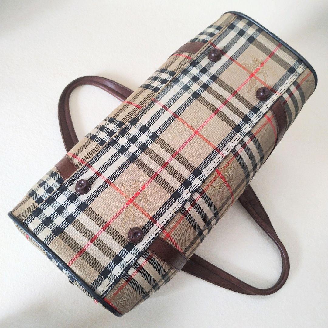 BURBERRY ミニボストンバッグ キャンバス ノバチェック シャドーホース