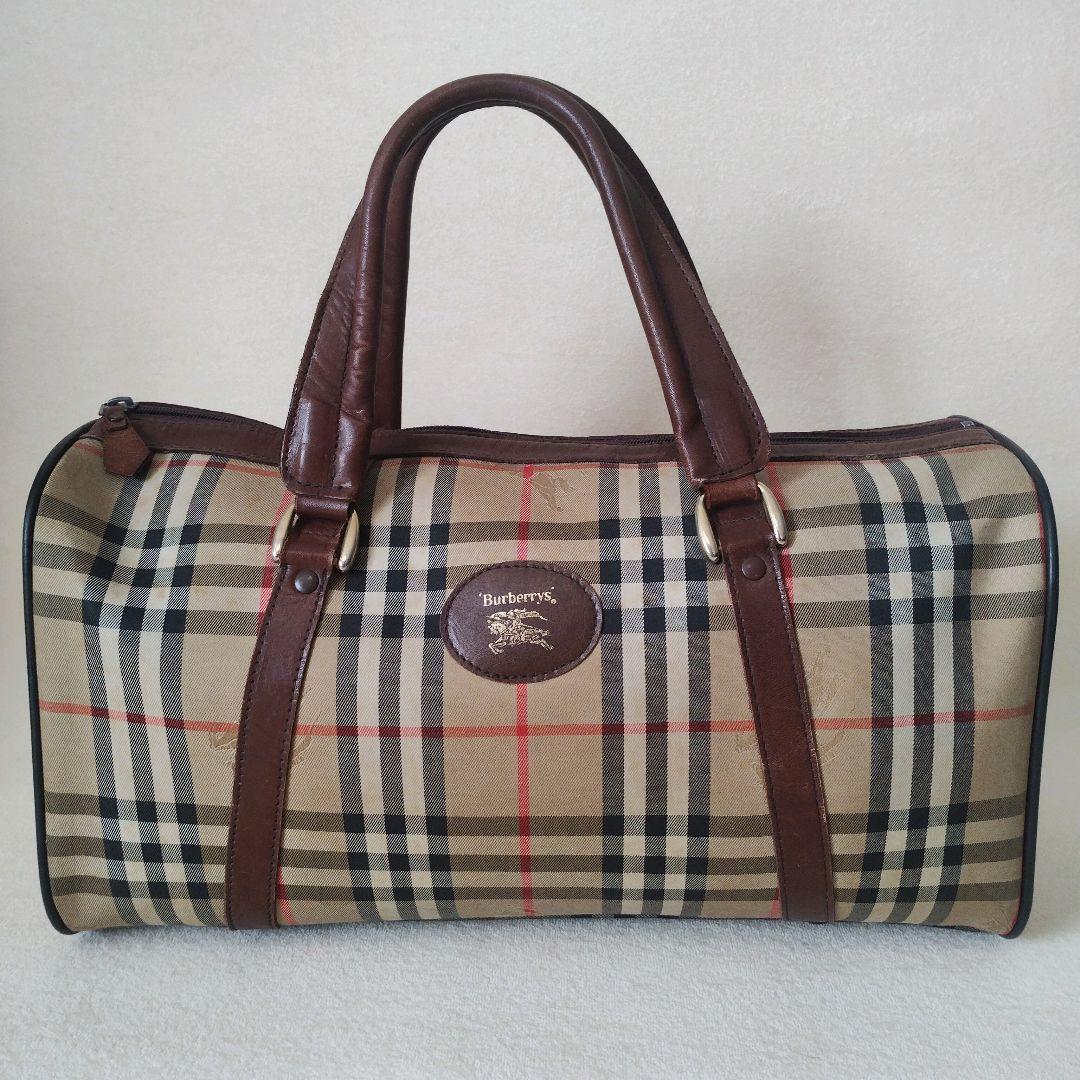BURBERRY ミニボストンバッグ キャンバス ノバチェック シャドーホース