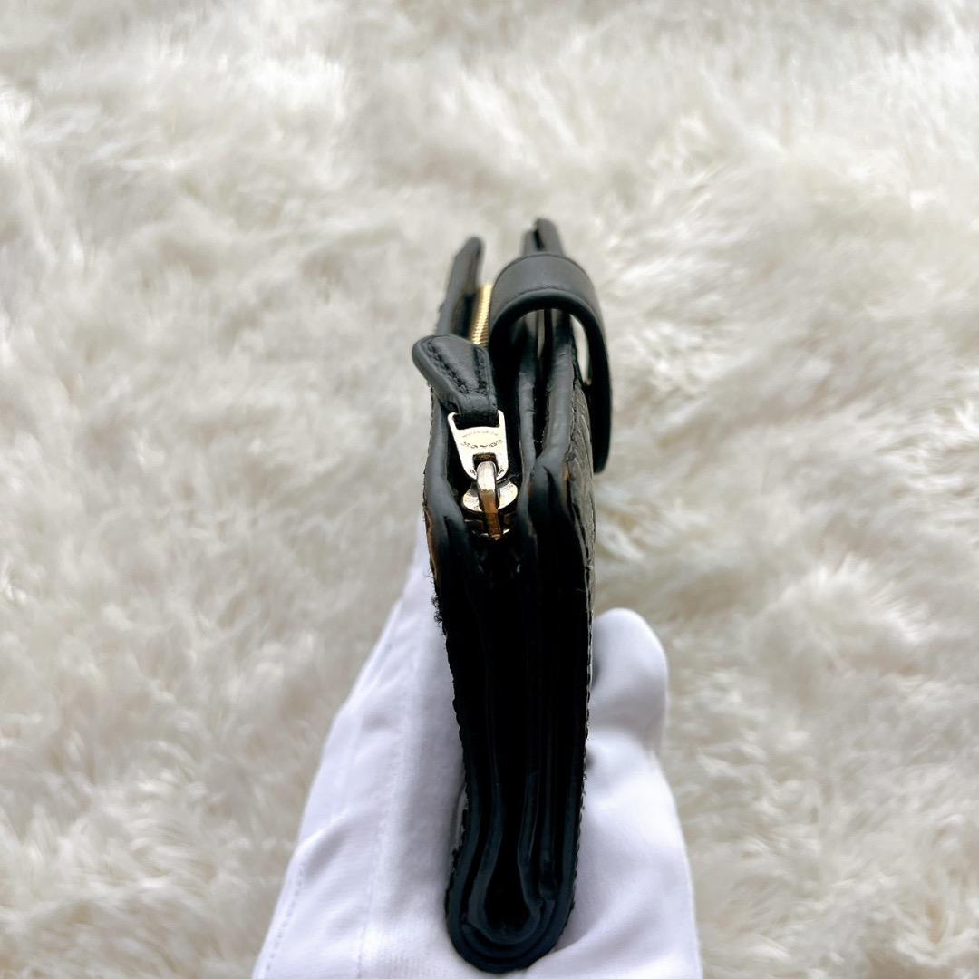 COACH コーチ 二つ折り財布 シグネチャー エナメル ブラック レザー