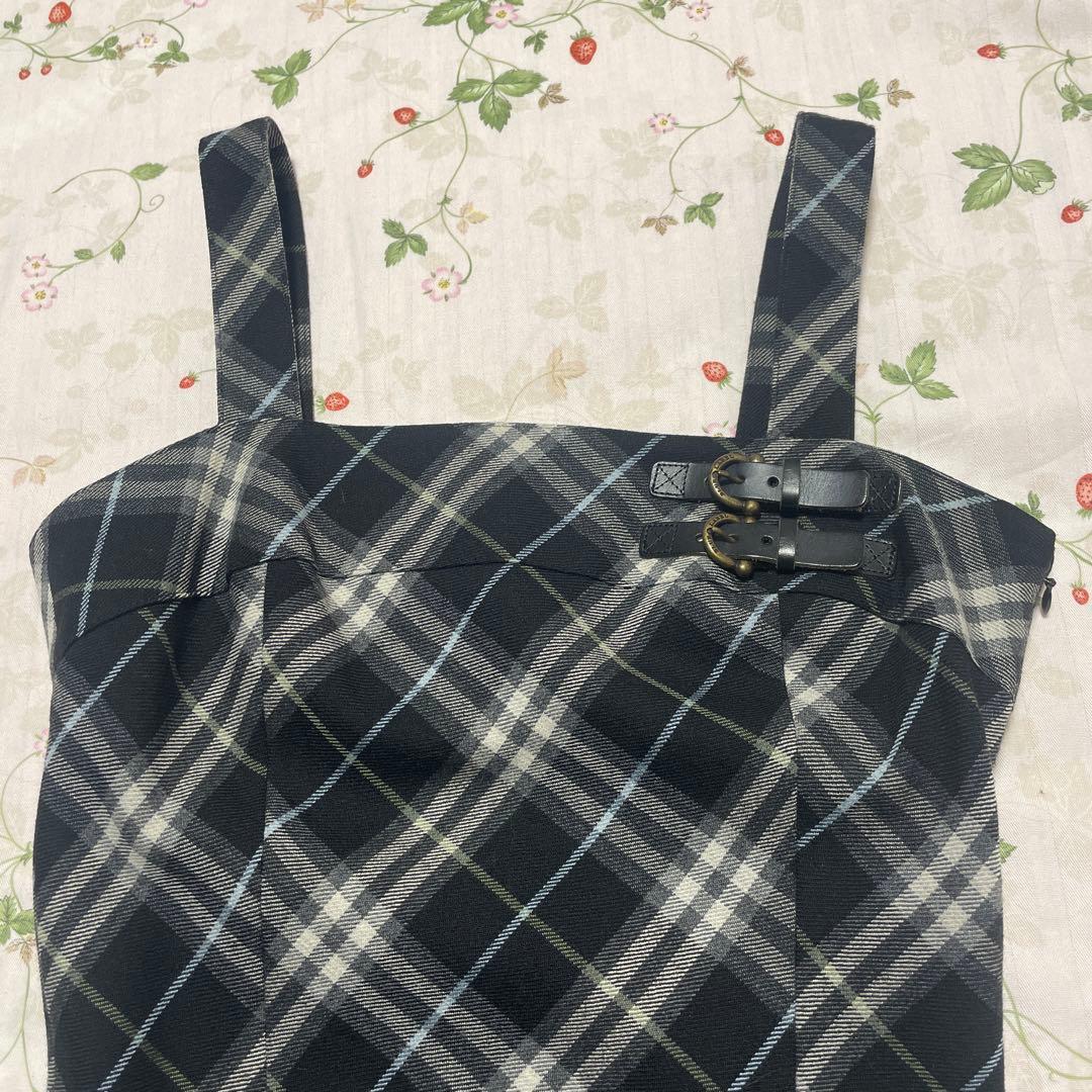 美品☆バーバリーブルーレーベル☆ノバチェックキャミソールワンピース☆36♪