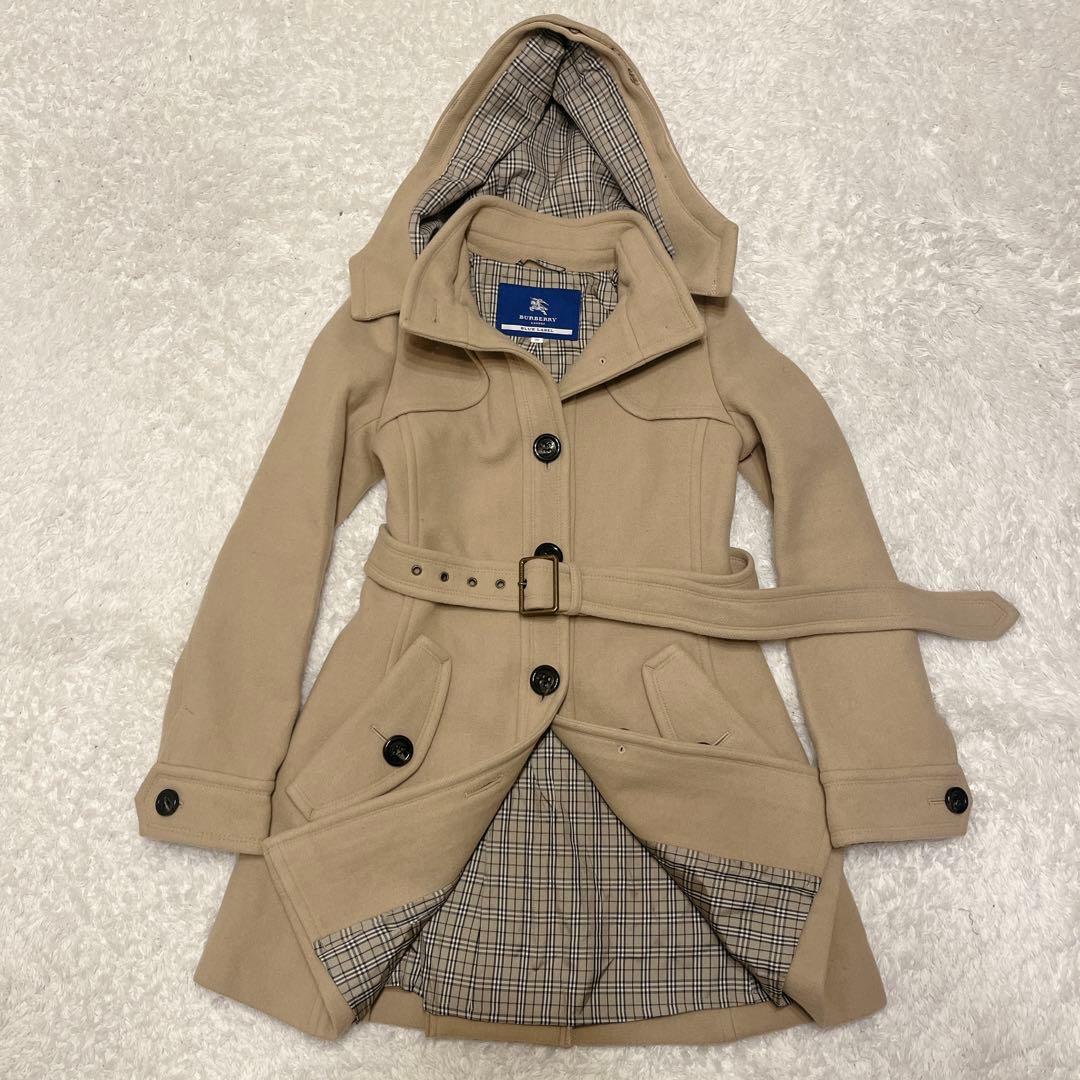 ✨美品✨ バーバリーブルーレーベル アンゴラ 混 ベルト ステンカラーコート
