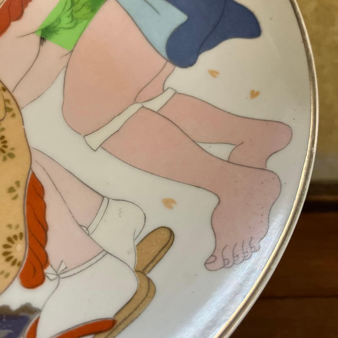 飾り皿 春画 枕絵 笑い絵 直径約26cm 春峰 2枚まとめて 骨董 時代物