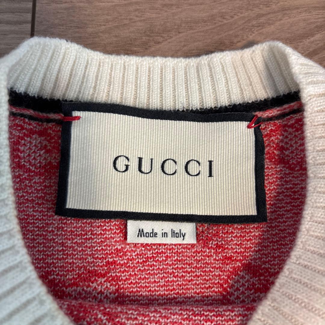 GUCCI グッチ　ロゴ　半袖セーター ニットカットソー　赤