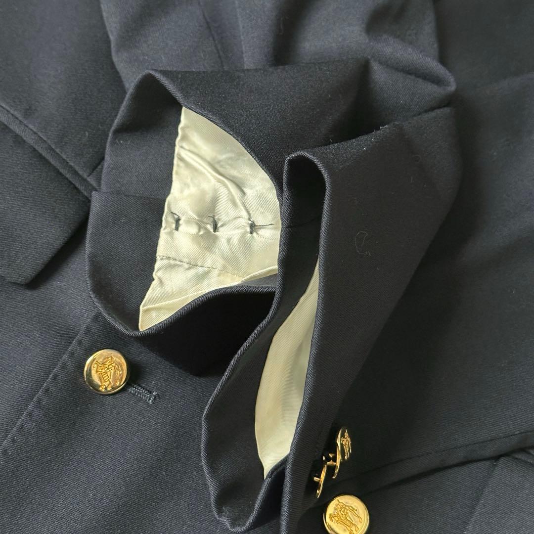 希少 Burberry テーラードジャケット 紺ブレ ダブル 金ボタン XL相当