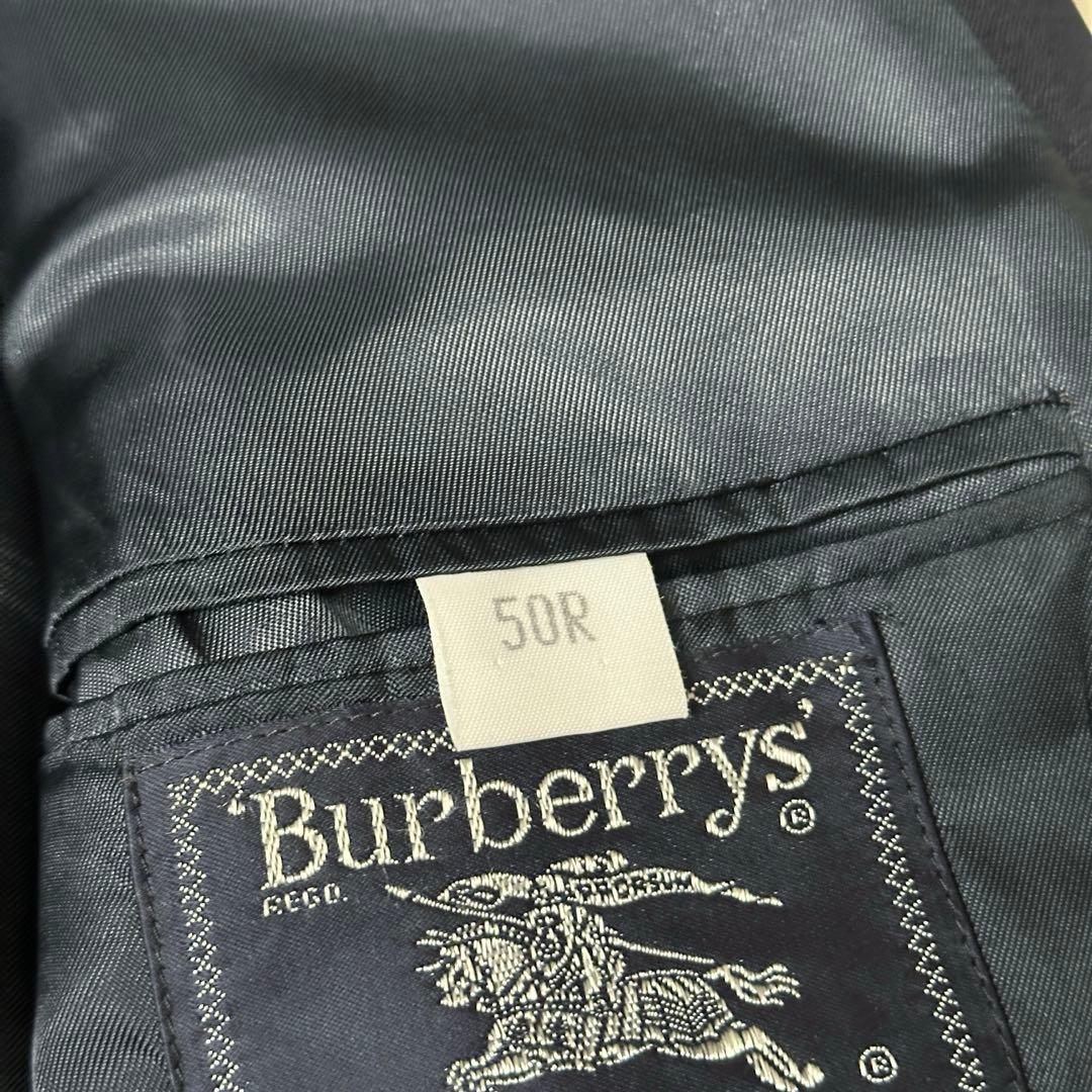 希少 Burberry テーラードジャケット 紺ブレ ダブル 金ボタン XL相当
