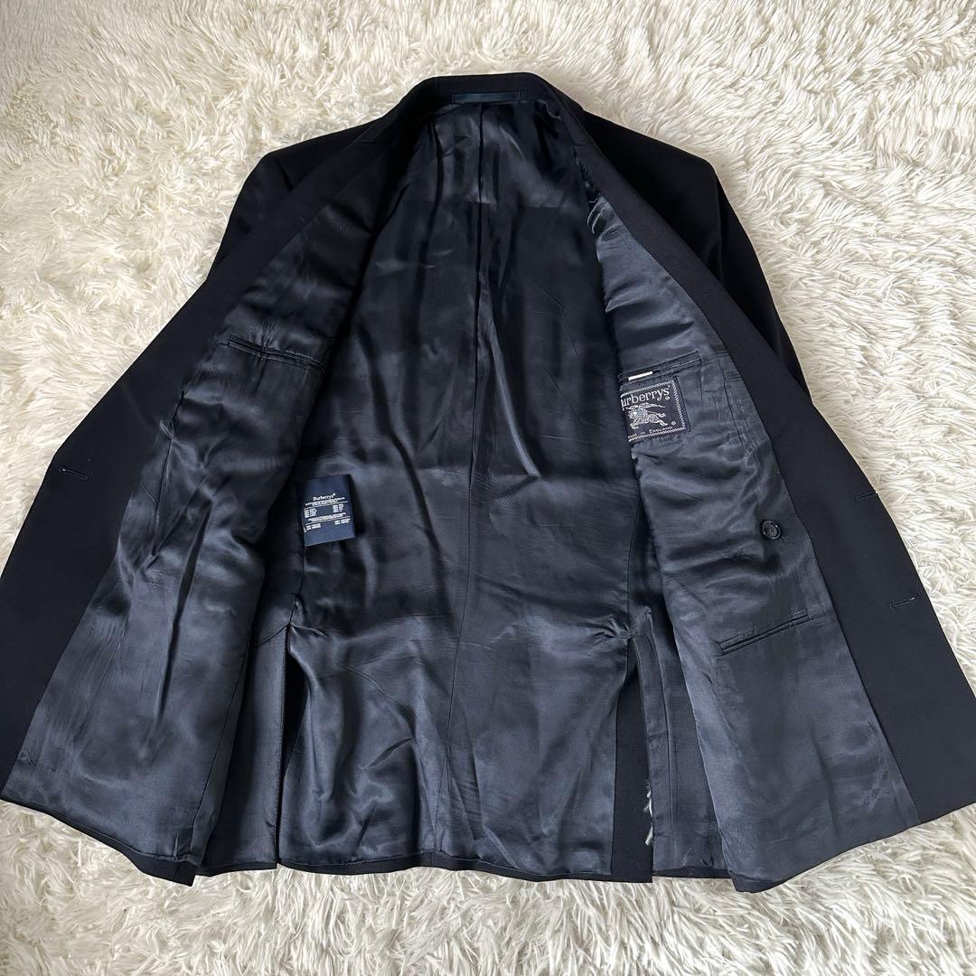 希少 Burberry テーラードジャケット 紺ブレ ダブル 金ボタン XL相当