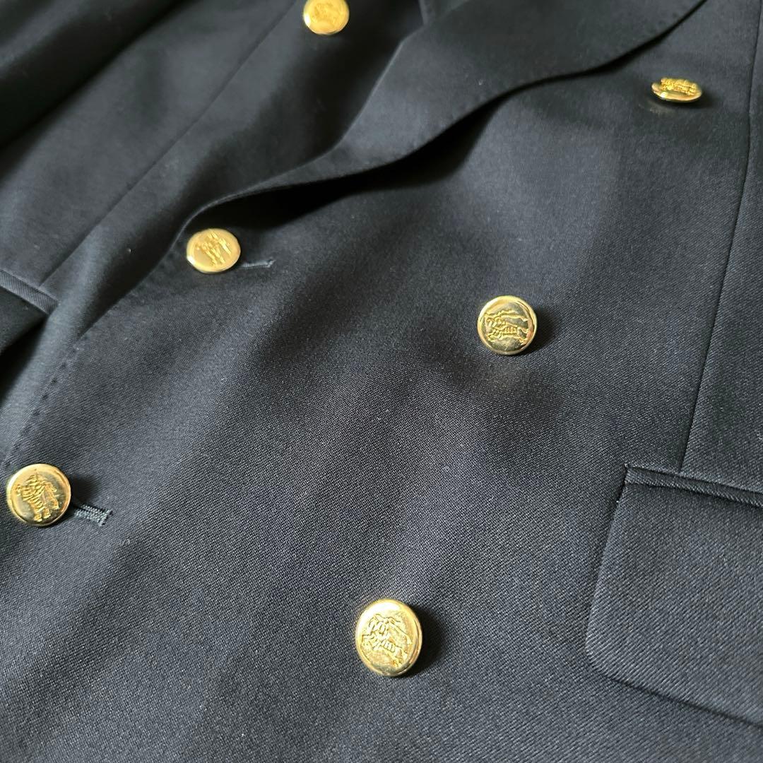 希少 Burberry テーラードジャケット 紺ブレ ダブル 金ボタン XL相当