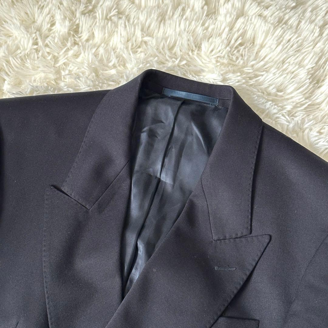 希少 Burberry テーラードジャケット 紺ブレ ダブル 金ボタン XL相当