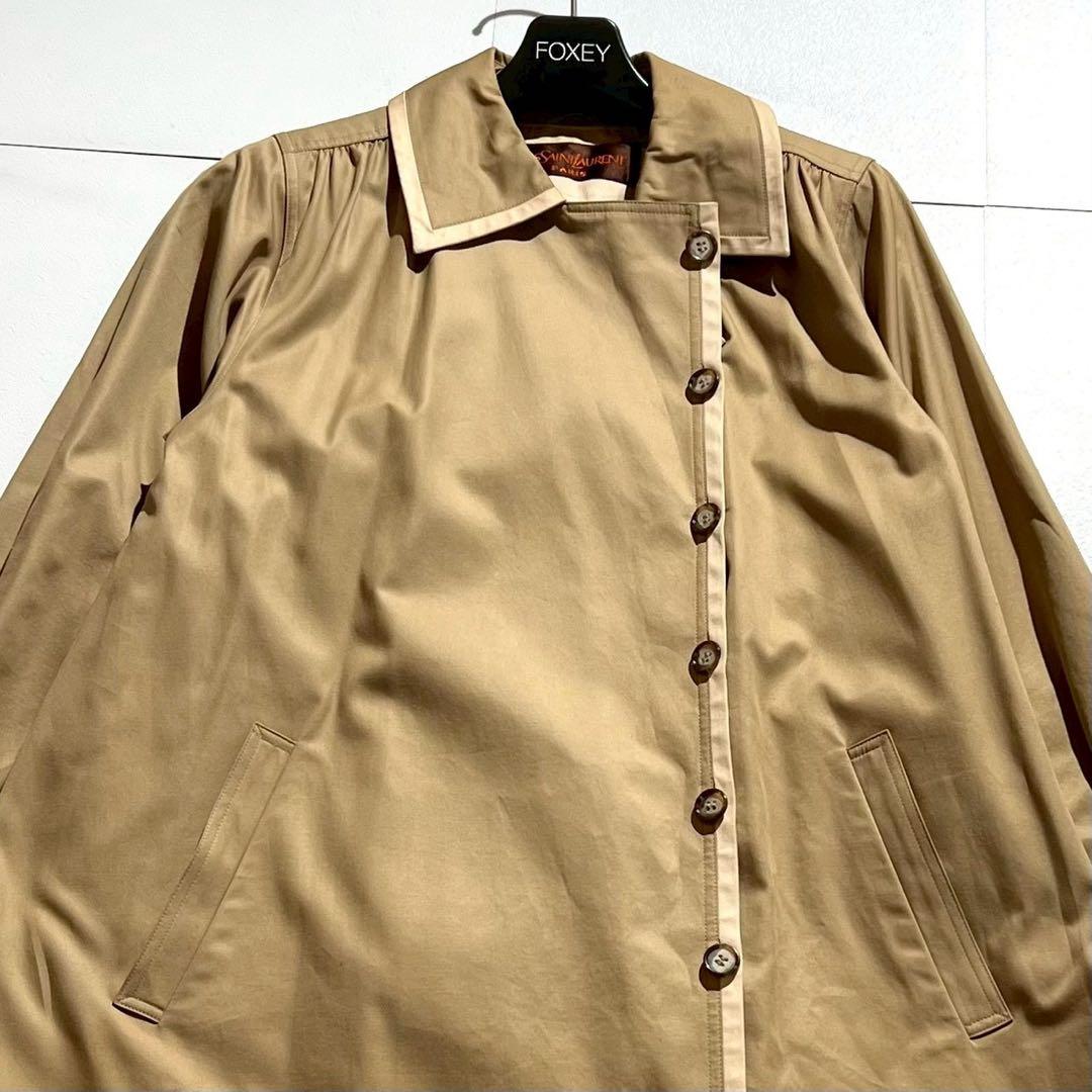 90s✨イヴ・サンローラン　ヴィンテージ トレンチコート バイカラー ギャザー