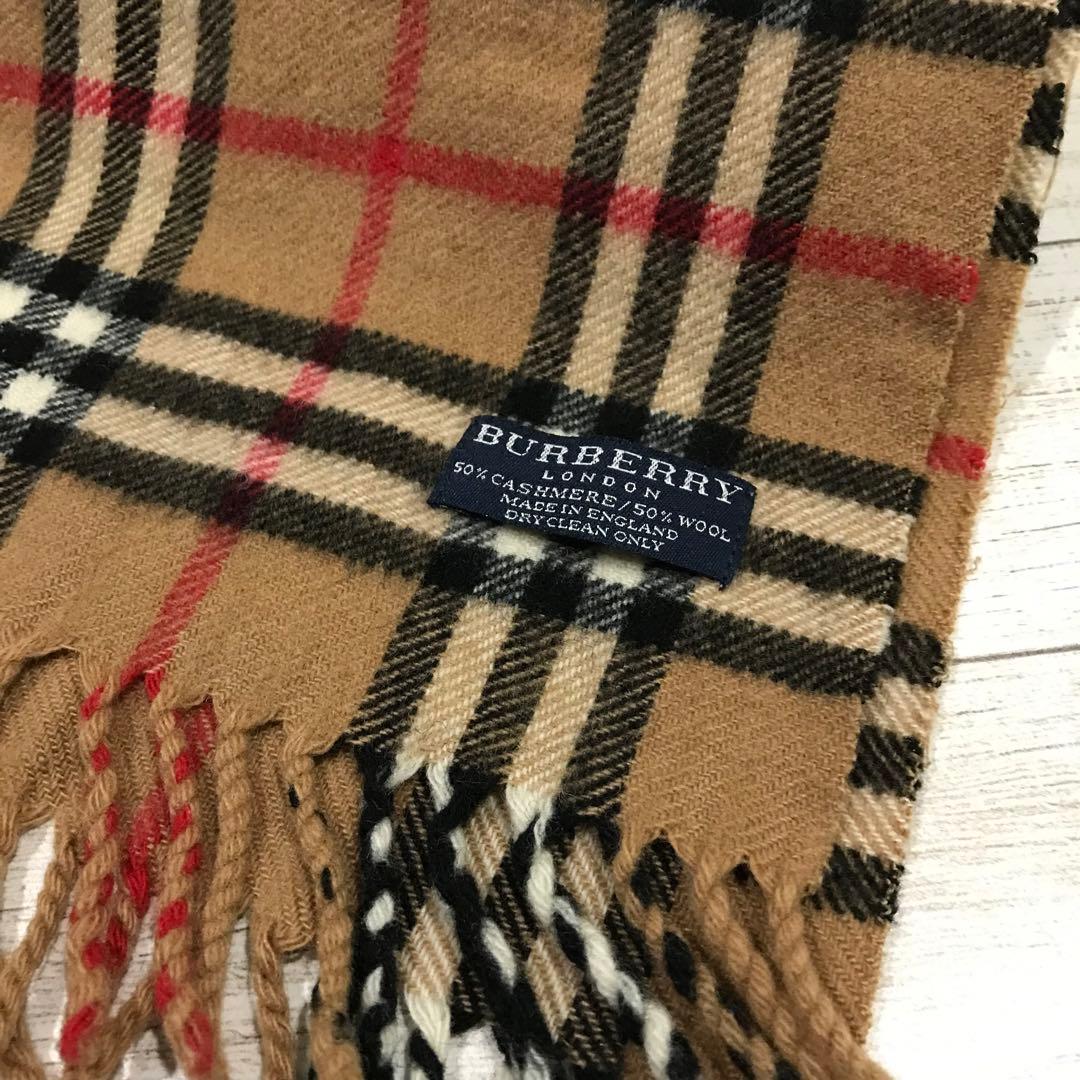 英国製 バーバリーロンドン カシミア ノバチェック マフラー ブラウン