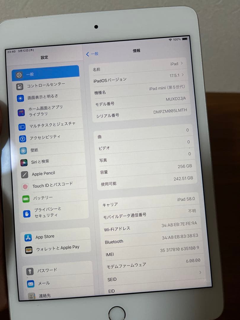 Ipad mini5 256gb SIMフリー