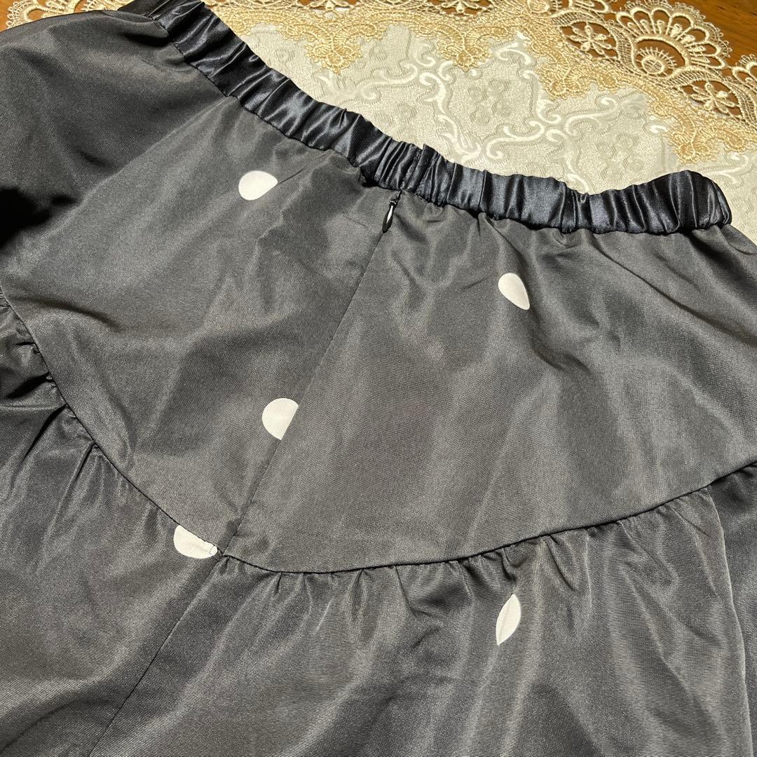 美品　大きいサイズ42 ローズティアラ　ウエストゴム　水玉ロングスカート