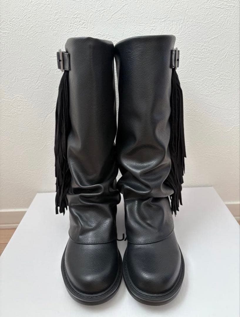 【新品】 LAGUA GEM FRINGE POINT ブーツ フリンジ　M