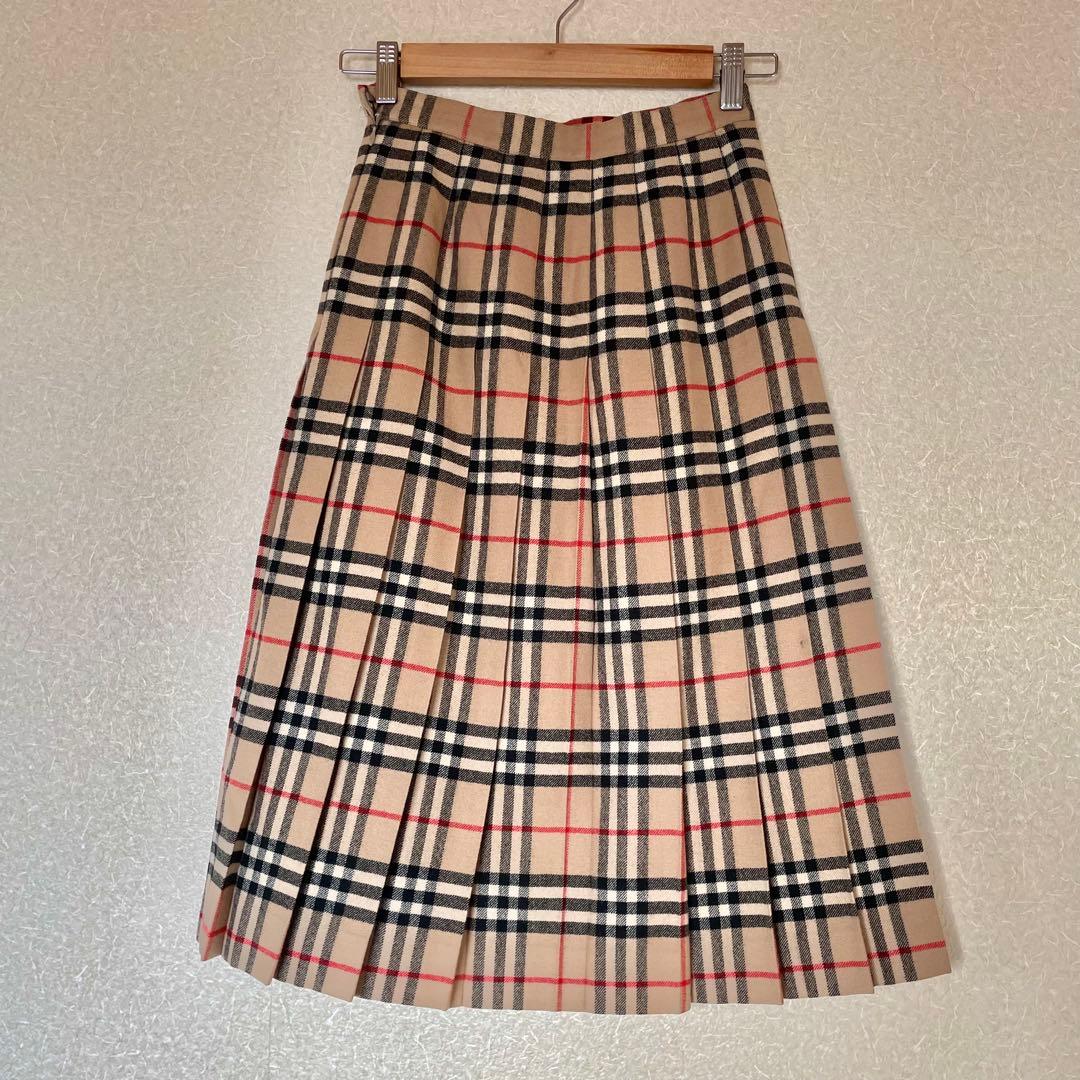 80s Burberry ノバチェック ウール　プリーツスカート　ロング