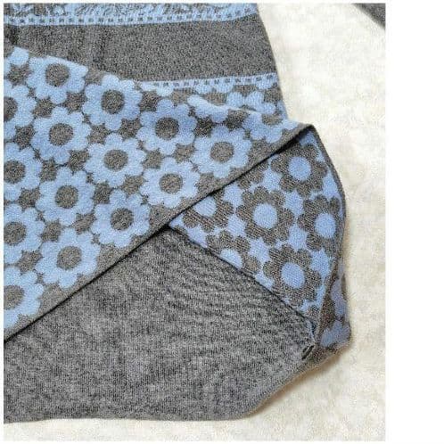 美品 スーパービューティー 花柄 長袖 ニットワンピース グレー ブルー