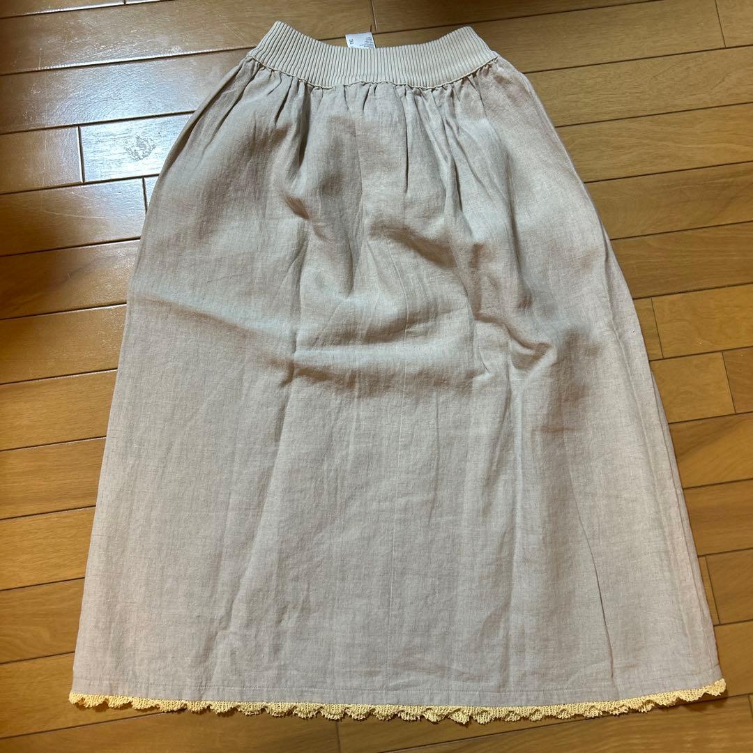 【Masaki Kyoko】花柄刺繍レース付きフレアスカート