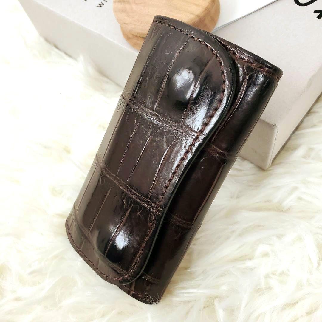 美品 希少モデル ワイルドスワンズ キーケース 付属品有 クリッパー クロコ 茶