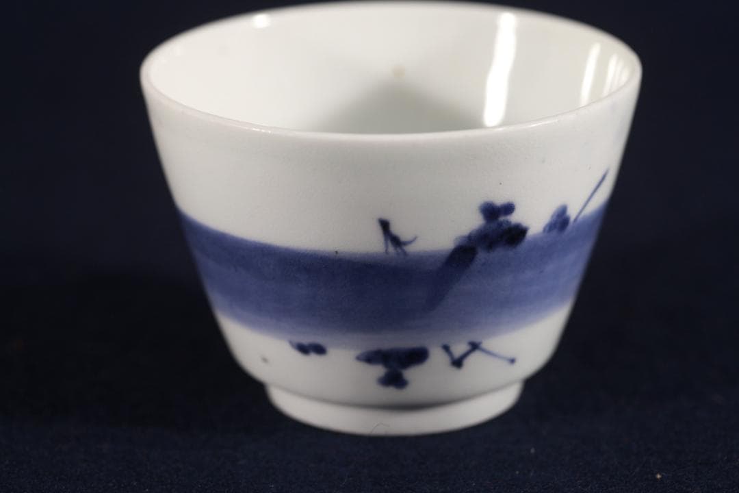334　古伊万里染付輪太線猪口　無疵美品　江戸中期