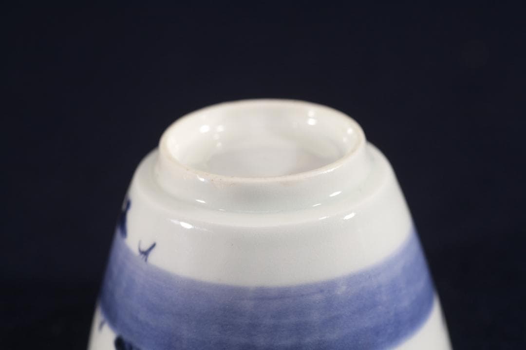334　古伊万里染付輪太線猪口　無疵美品　江戸中期